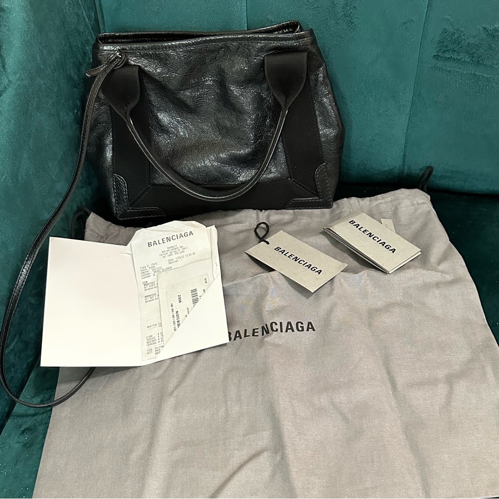 Balenciaga crossbody top handle black handbag purse
